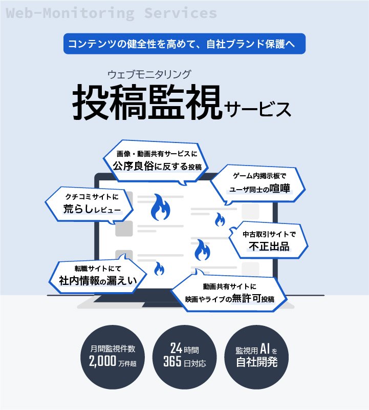 ウェブモニタリングで悪意ある投稿から企業を守ります！